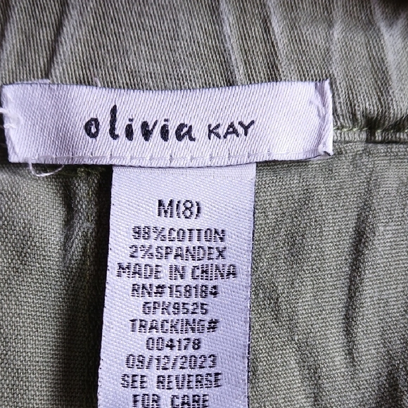 Olivia Kay Military Green Cargo Pants with Side Pockets - Picture 2 of 4